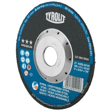 TYROLIT Cut Off Wheel CUT AND GRIND DxUxH 115x2x22 23 With DEEP Cut