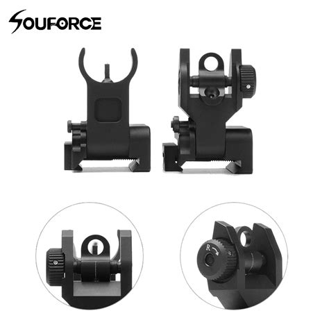 Sporting Goods Up Iron Sight Flip Up Sights Front Rear Sight Mounts Set For Tactical Rifle Back