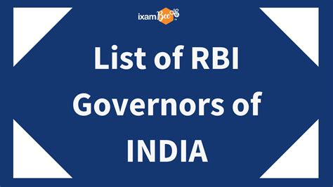 List Of Rbi Governors Reserve Bank Governors Name And Tenure