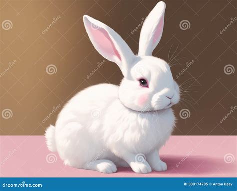 Portrait Of A White Rabbit Stock Image Image Of Generated 300174785