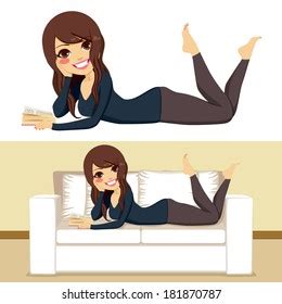 Beautiful Brunette Woman Reading Book On Stock Vector Royalty Free