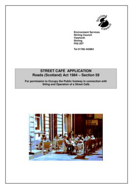 Fillable Online Stirling Gov STREET CAF APPLICATION Roads Scotland