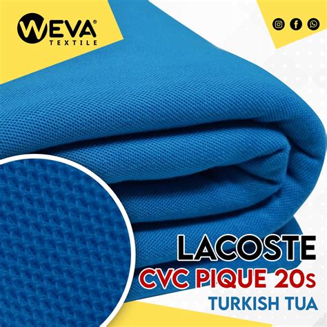 Jual Bahan Kain Kaos Polo Shirt Kain Lacos Pique CVC 20s Biru Turkish