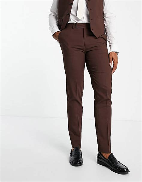 Asos Design Slim Suit Pants In Chocolate Asos