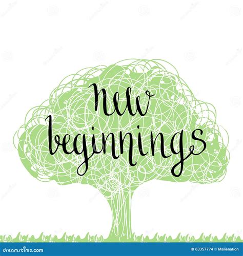 Handwritten Phrase New Beginning Handdrawn Lettering Design Stock