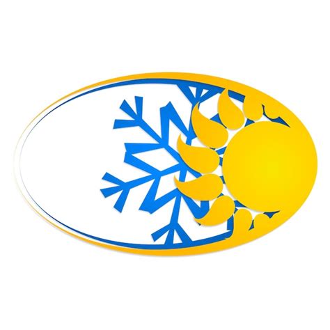 Sol e floco de neve símbolo de moldura oval de ar condicionado e