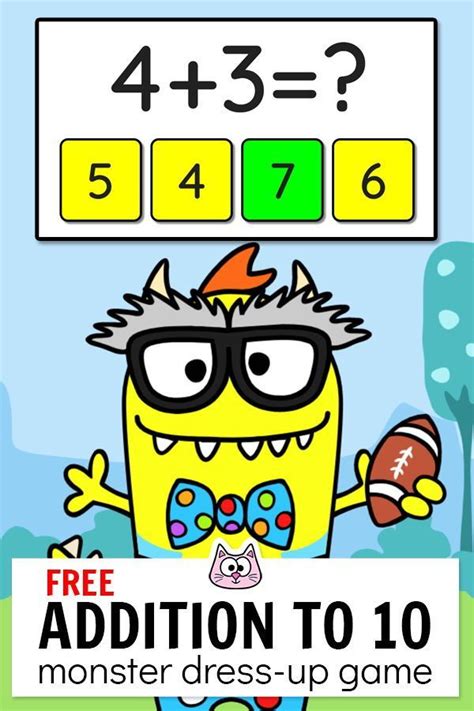 Free Practice Addition To 10 Using This Engaging Free Monster Dress Up