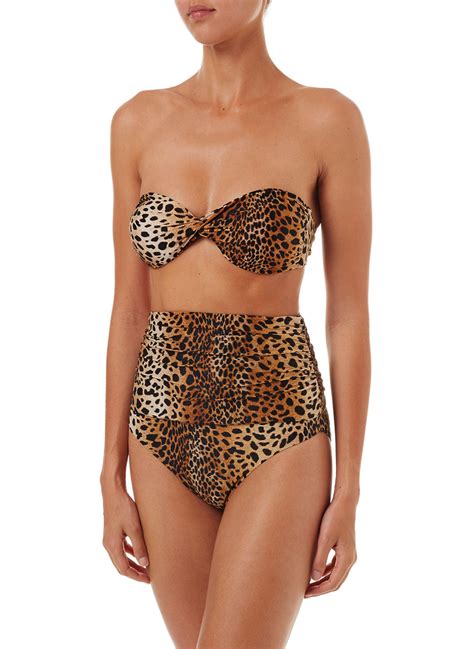 Lyon Cheetah Print High Waisted Bandeau Bikini Melissa Odabash