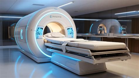 Premium Ai Image Arafed Mri Bed With A Blue Light In A Hospital Room