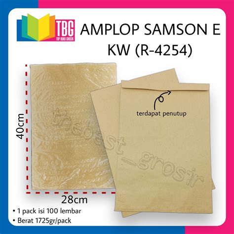 1 PACK 100 LEMBAR AMPLOP SAMSON E KW MAP KERTAS COKLAT BESAR R 4254