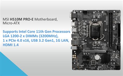 Buy Msi H M Pro E Motherboard Micro Atx Supports Intel Core Th