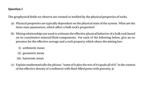 Solved Question 1 The Geophysical Fields We Observe Are Chegg