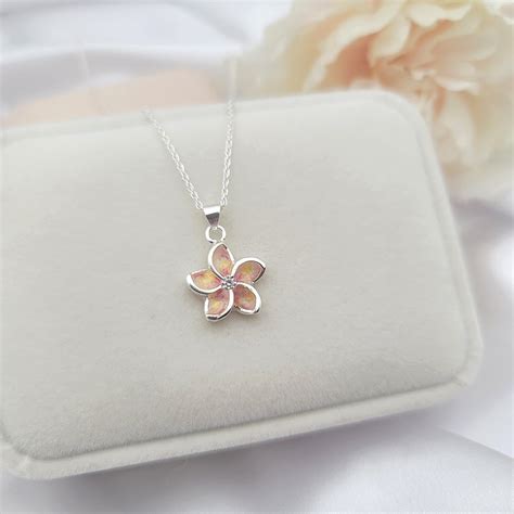 Plumeria Necklace Hawaiian Jewelry Flower Pendant Ts For Etsy