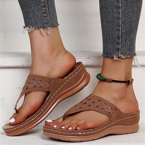 Jsaierl Orthopedic Sandals For Women Casual Summer Clip Toe Sandals