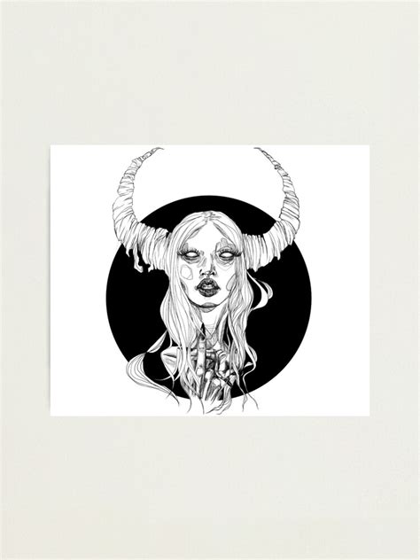 Succubus Portrait Linear Drawing Photographic Print For Sale By