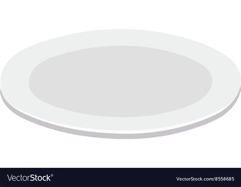 Empty Plate Isolated On White Round Dinner Vector Image