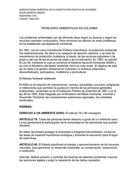 Problemas Ambientales En Colombia PDF