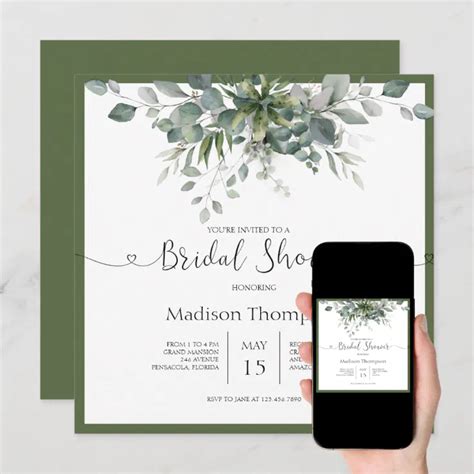 Eucalyptus Greenery Bridal Shower Invitation Zazzle