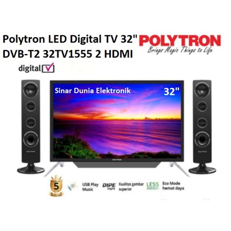 Jual Polytron LED Digital TV 32 DVB T2 Cinemax 32TV1555 Speaker Tower