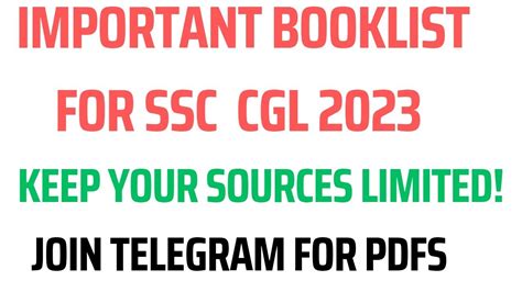 Booklist For SSC CGL 2023 CHSL MTS CPO Other Exams Some Important