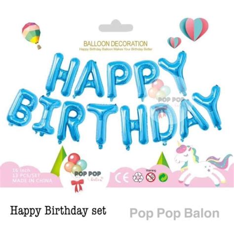 Jual Balon Foil Huruf Happy Birthday Set Biru Blue Polos Di Seller Bora