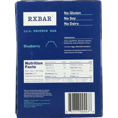 Rxbar Blueberry Protein Bars 4 Pk