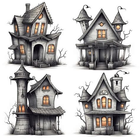 Premium Photo | 3d Halloween Haunted House collection scary halloween house bundle set