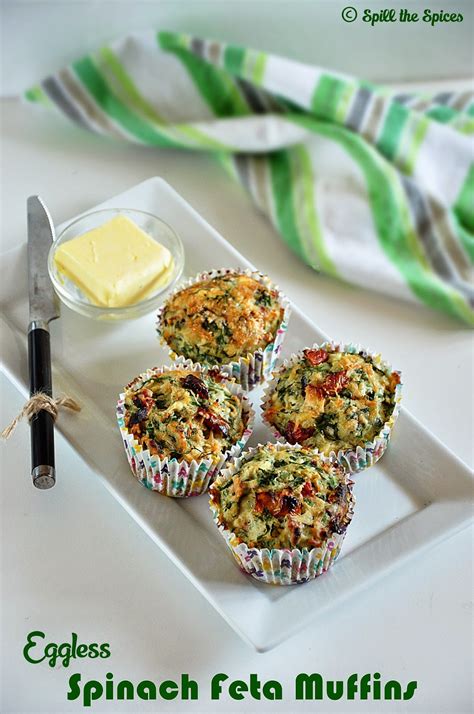 Eggless Spinach Feta Muffins Spill The Spices