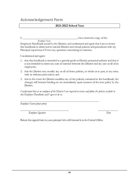 Fillable Online Employee Handbook Acknowledgment Form Free Template Fax Email Print Pdffiller