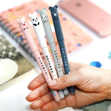 Cartoon Animals Erasable Pen 035mm Cute Panda Cat Magic Pens Kawaii