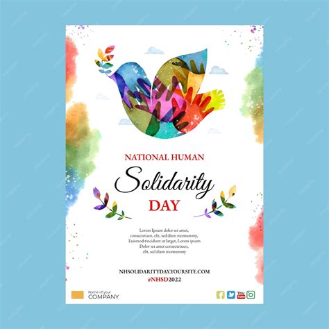 Free Vector | Watercolor international human solidarity day vertical ...