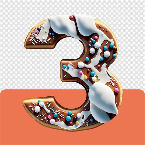 Premium Psd 3d Transparent Cake Number Set
