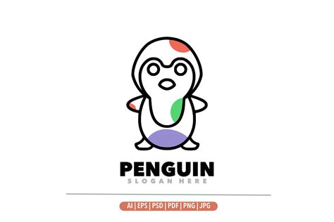 Penguin Line Art Logo Graphic by Bayuktx · Creative Fabrica