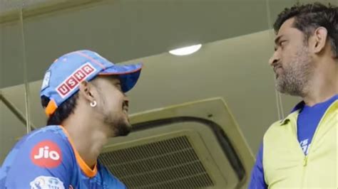 Ipl 2023 Ms Dhoni Meets Ishan Kishan Ahead Of Mi Vs Csk Match Sachin