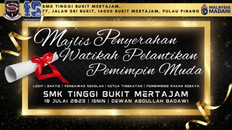 Buku Program Majlis Penyerahan Watikah Pelantikan Pemimpin Muda Smk