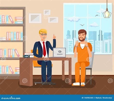 Advocate Works In Office Flat Vector Illustration Stock Vector