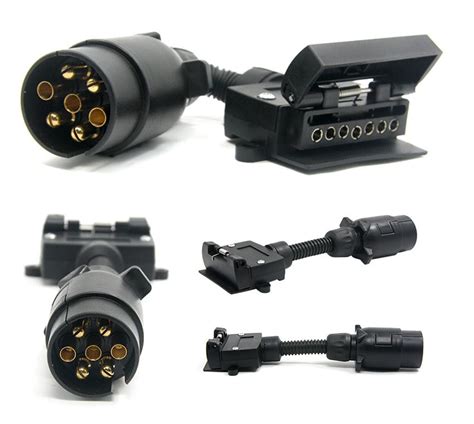 Bat Tech Trailer Plug Adapter 12 Volt 7 Pin Round Male To 7 Pin Flat Female