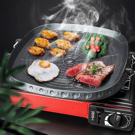 Electric Griller Samgyupsal Korean Grill Non Stick Square Multi Roaster Bbq With Maifan Stone