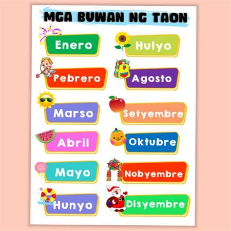 Mga Buwan Ng Taon Filipino Tagalog Laminated Chart A Size Presyo My
