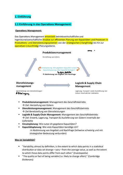 Zusammenfassung Produktion Einf Hrung Einf Hrung In Das