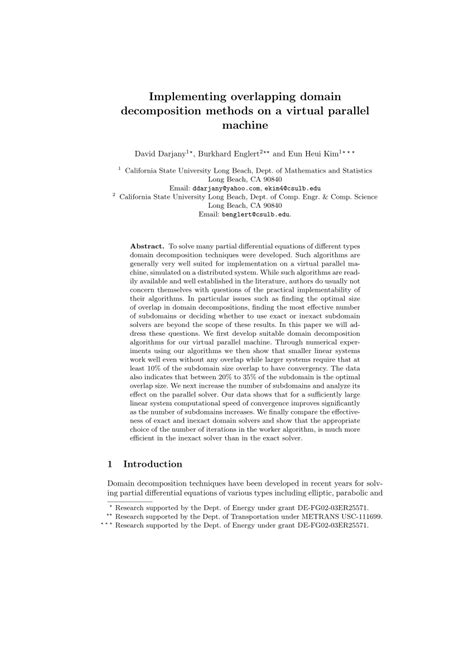 Pdf Implementing Overlapping Domain Decomposition Methods On A