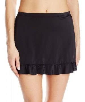 Women S Solid Ruffle Hem Skirted Bikini Bottom Black C712NESRT9J
