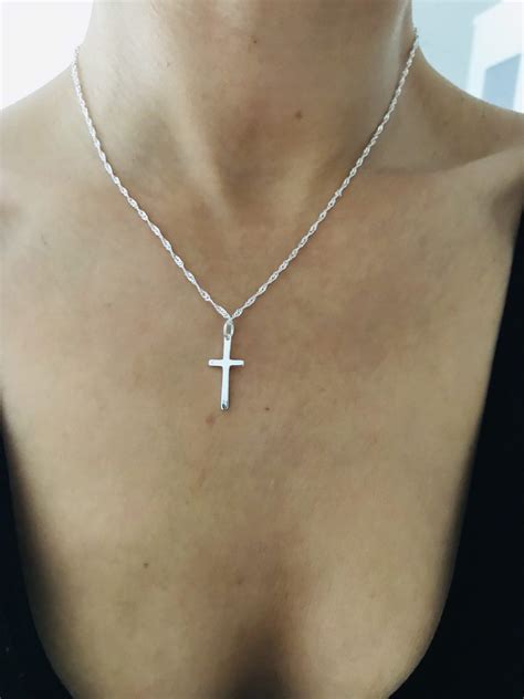 Sterling Silver Plate Small Mini Plain Smooth Cross Pendant