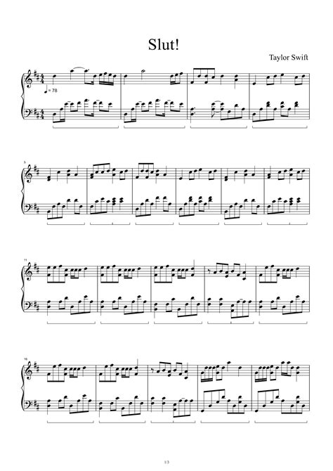 Slut Arr Taylor Swift By Taylor Swift Sheet Music For Piano Solo At