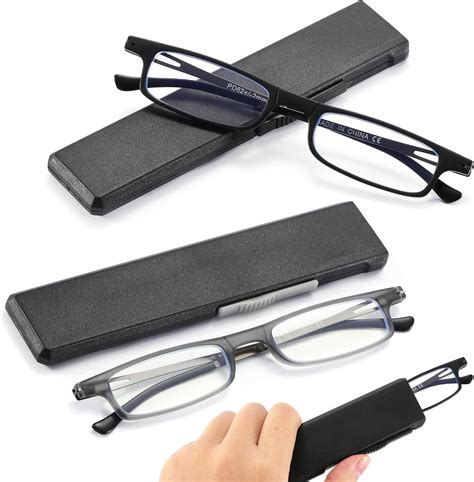 Yiwaeye Tr90 Slim Reading Glasses Blue Light Blocking Ultra Thin Portable Compact