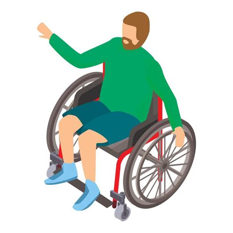 Person Disability In Wheelchair Icon Isometric Style Vector