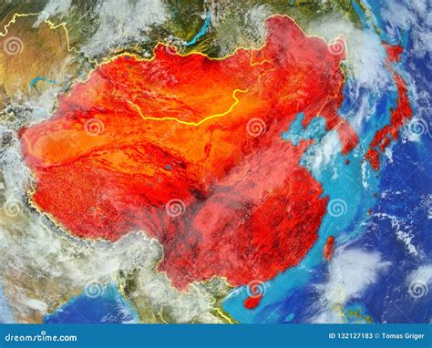 East Asia On Earth From Space Stock Illustration Illustration Of