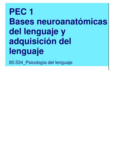 Solpec 1 C Solución de la PEC 1 de psicología del lenguaje Solución