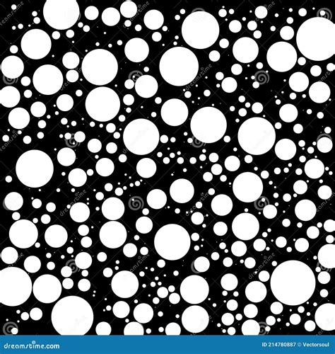 White Random Dots Circles Over Black Backdrop Dotted Vector Element