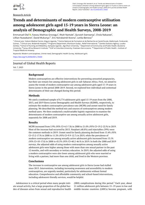 PDF Trends And Determinants Of Modern Contraceptive Utilisation Among